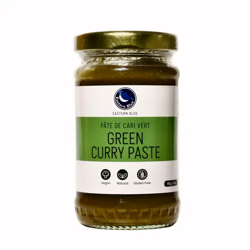 Vista 3 de Pasta de curry verde: variedades de pasta de curry tailandés Eastern Blue, pasta de curry rojo, pasta de curry amarillo y pasta de curry Panang.