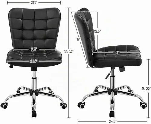 Vista 3 de Yaheetech - Silla de escritorio de oficina sin brazos con ruedas, color negro
