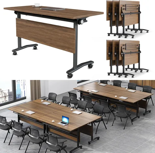 Vista 57 de Mesa de conferencias plegable, mesas de sala de conferencias con ruedas, mesa rectangular grande y plegable para reuniones de 6 a 12 personas, mesa