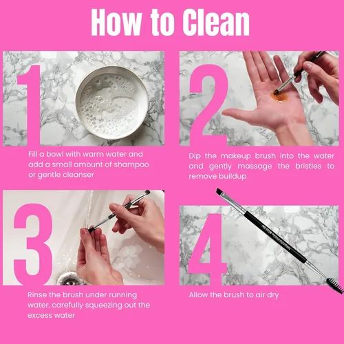 Vista 11 de Beauty Junkees Cepillo de cejas en ángulo con carrete, cepillo para cejas y peine con ángulo delgado firme para relleno, tinte, delineador
