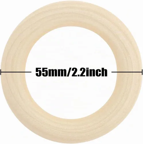 Vista 4 de 10 piezas de anillos de madera natural para manualidades, anillos de madera sin terminar para macramé, conectores de madera para colgantes