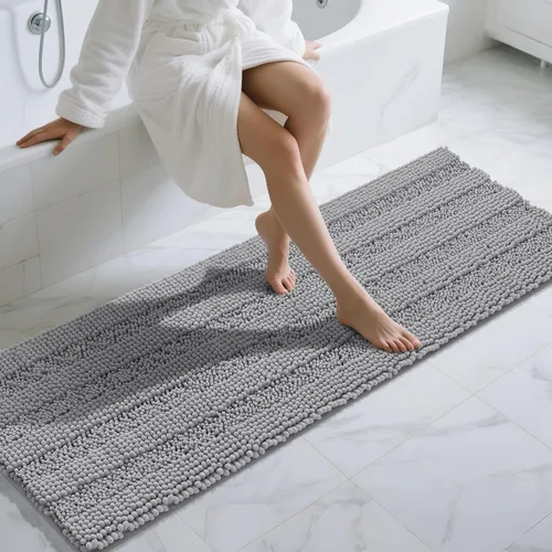 Vista 108 de Yimobra Tapetes de baño lavables, de chenilla súper suave y absorbente, para suelo y alfombra, de secado rápido, antideslizante, para bañera y Beige