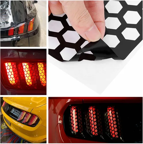 Vista 2 de Riloer Universa - Lámpara de luz trasera tipo panal de abeja tipo cubierta de luz trasera, estilo de fibra de carbono para automóvil, cubierta