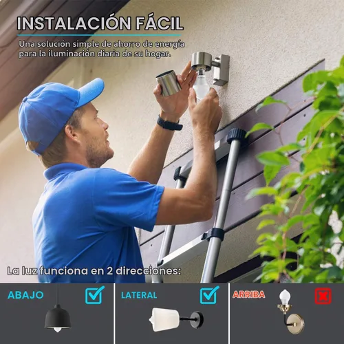 Vista 3 de LUXRITE Bombillas LED A19 con sensor de movimiento, equivalente a 60 W, sensor de atardecer a amanecer activado por movimiento, blanco suave de 3000
