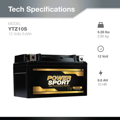 Vista 2 de ExpertPower YTZ10S AGM - Batería de motocicleta – 12 V 8.6 Ah 220 CCA Powersports baterías para ATV, scooter, cortacésped, T-MAX XP500, Vulcan S