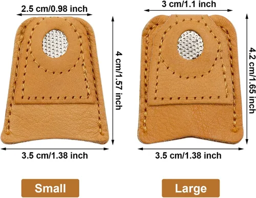 Vista 2 de WILLBOND 4 piezas de dedal de costura de cuero protector de dedo, dedal de moneda, protector de dedal, para tejer costura, agujas, accesorios