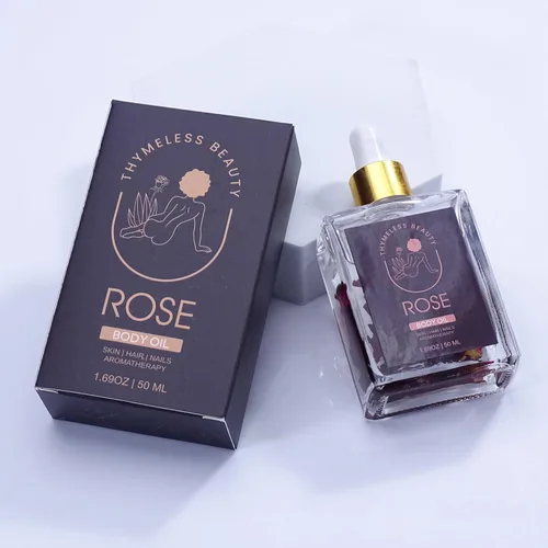 Vista 4 de Lujoso aceite corporal de rosa con pétalos de rosa reales, ligero, hidratante, aroma floral de larga duración, aceite de rosa prémium para cara