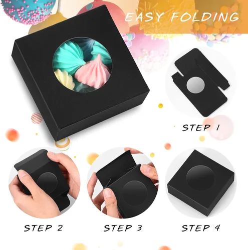 Vista 7 de Chinco 30 cajas de jabón cuadradas para jabones caseros, velas, 3 x 3 x 1.2 pulgadas, cajas de jabón con ventana transparente, pequeña caja de Negro