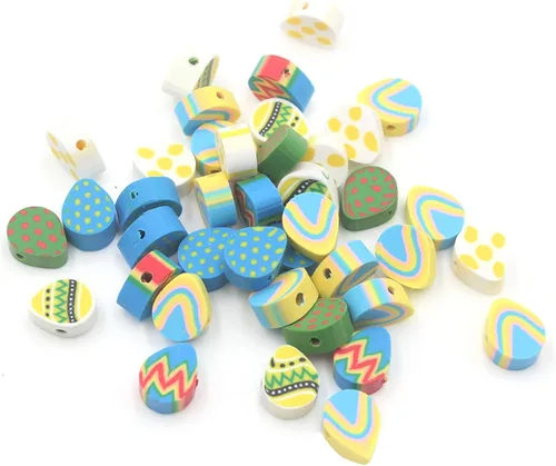 Vista 50 de 100 piezas de cuentas de arcilla polimérica Heishi espaciadoras mixtas, suministros para hacer pulseras, pendientes, collares de bricolaje, Bandera