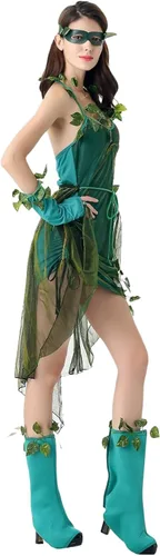 Vista 4 de LovSmile Disfraz de hadas Tinkerbell para mujer, vestido verde para cosplay, fiesta de Halloween con alas