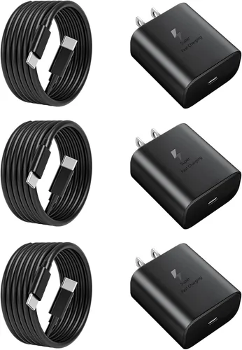 Vista 8 de 2025 Nuevo Cargador Súper Rápido de 45W Tipo C 3.0 Paquete de 2 con Cable de Carga Tipo C de 10 Pies - Cargador de Repuesto de 45W USB-C