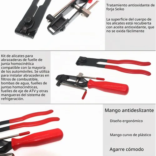 Vista 6 de Kit de 22 Piezas de Alicates Universales para Abrazaderas de Fuelle de Junta CV con Alicates para Banda de Fuelle CV, 20 Bandas de Crimpado, Oreja