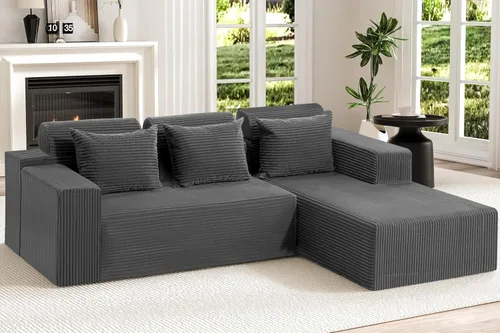Vista 12 de Homguava - Sillones seccionales modulares para sala de estar, sofá de 101" en forma de nube con chaise en L, cómodo sofá de sala de estar