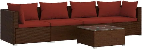 Vista 24 de Patio 3 Seater Sofa with Cushions Brown Poly Rattan Brown and Green
