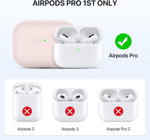 Vista 6 de Miracase Funda protectora de silicona líquida de triple capa para AirPods Pro, versión 2019 LED visible, a prueba de golpes, funda de silicona suave