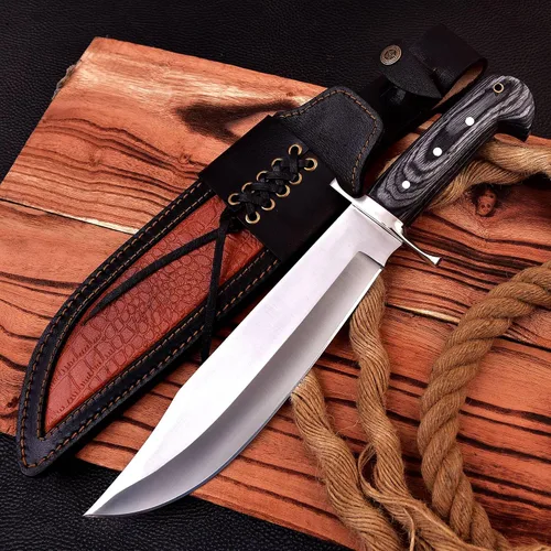 Vista 4 de Poshland REG-109 Cuchillo Bowie hecho a mano de acero D2 de 15.25 pulgadas, mango de madera maciza
