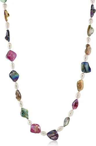 Vista 2 de Gem Stone King Collar cultivado multicolor de perlas de agua dulce de 46 pulgadas y perlas de concha simuladas para las mujeres, Shell