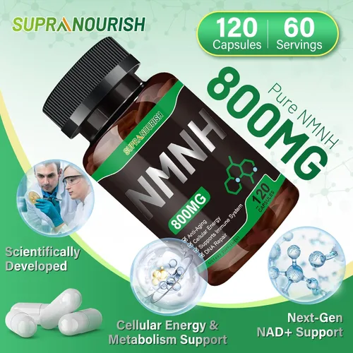 Vista 3 de Suplemento NMNH puro 120 cápsulas – 800 mg de suplementos de NMNH de alta pureza, suplemento de NAD para Boost NAD+ para energía celular