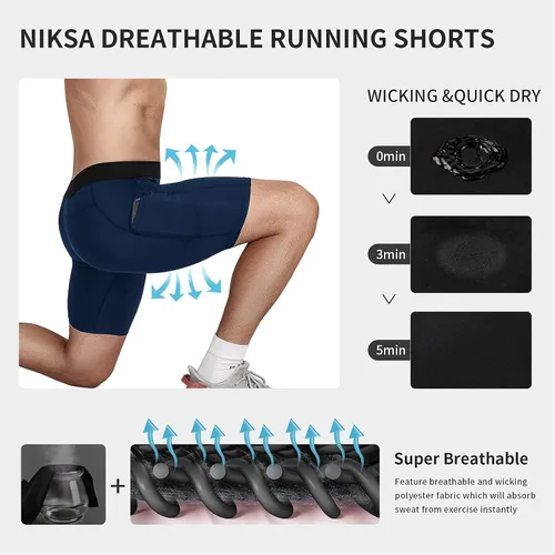 Vista 4 de Niksa Pantalones cortos de compresión para hombre, paquete de 23, ropa interior de compresión para hombre, pantalones cortos atléticos, pantalones