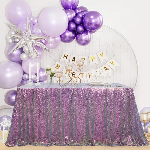 Vista 26 de B-COOL Mantel de lentejuelas con brillo para mesas, color azul bebé, mantel de lentejuelas para decoración de mesas, para bodas, Navidad