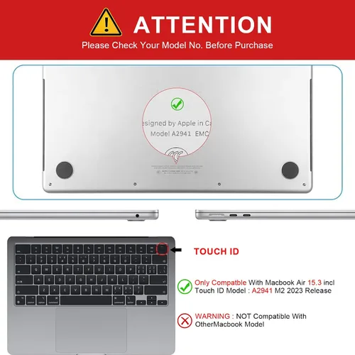 Vista 2 de iCasso Funda para MacBook Air de 15 pulgadas 2025 2024 2023 versión A3241 M4 A3114 M3 A2941 M2 Chip, carcasa rígida, funda, protector de pantalla
