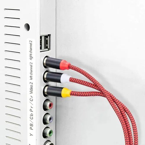 Vista 6 de Cable RCA de audio y video de 3 pies, macho 3RCA a macho 3RCA macho de 24 quilates, compuesto AV cable compatible con decodificador, altavoz
