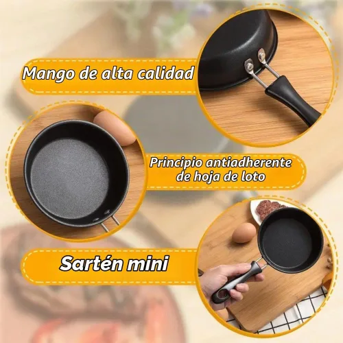 Vista 3 de Sartén pequeña negra para huevos, mini sartén, sartén pequeña para panqueques para el hogar y campamento (diámetro 4.7 pulgadas/5.0 in)