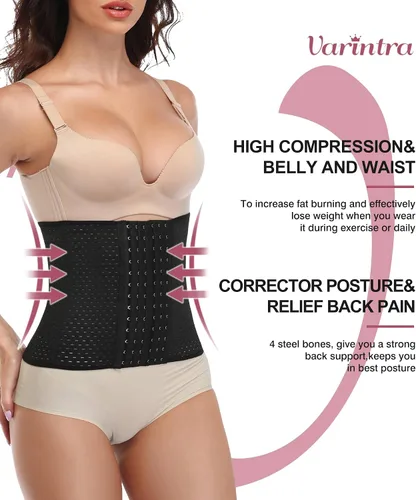 Vista 4 de Varintra Corsé de entrenamiento de cintura para mujer con control de abdomen moldeador de cintura