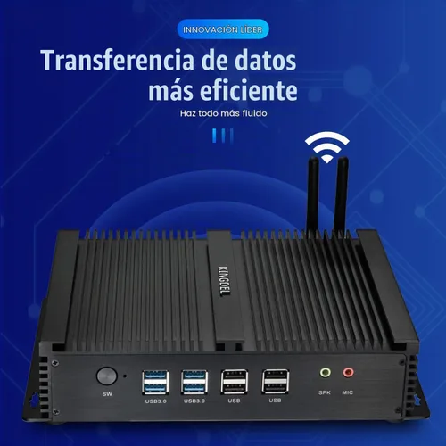 Vista 3 de KINGDEL Mini PC de escritorio sin ventilador, computadora industrial con CPU Core i7, 8 GB de RAM, SSD de 256 GB, 2 NIC, 2 puertos HD, 4 puertos USB