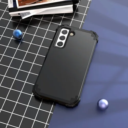 Vista 3 de IDweel Funda para Galaxy S22 con protector de pantalla de vidrio templado, híbrida 3 en 1 a prueba de golpes, resistente, cubierta de policarbonato
