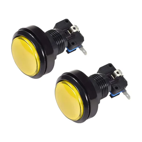Vista 4 de uxcell Botón pulsador de juego 1.811 in redondo 12V LED iluminado interruptor de botón con micro interruptor para videojuegos arcade azul 2 unids