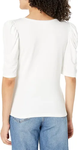 Vista 5 de The Drop Luisa - Camiseta de manga abombada con escote corazón para mujer