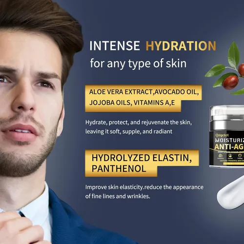 Vista 2 de Crema facial para hombre, antienvejecimiento, crema hidratante facial para hombre, loción facial con colágeno, retinol y ácido hialurónico, cuidado