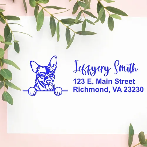 Vista 141 de American Bulldog Stamp Duo, Custom Return Address for Dog Lovers, Personalized Mail Mark for Letters and Cards