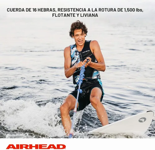 Vista 4 de Airhead Cuerda de wakesurf trenzada en espiral, 3 secciones, 16 pies