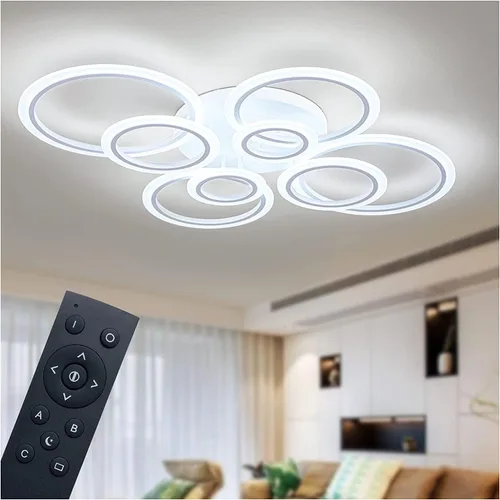 Vista 14 de Shine LUEST Lámpara de techo LED moderna de 34 W, 3000 K-6000 K regulable, accesorios de iluminación de techo para montaje en techo, 4 anillos