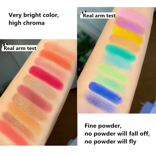 Vista 3 de Sombra de ojos de doble color, paleta de maquillaje de ojos de alto pigmento, polvo de sombra de ojos de metal brillante mate, maquillaje de ojos