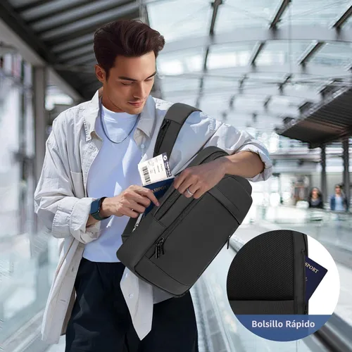 Vista 6 de Mochila de negocios para hombres antirrobo resistente al agua mochila de desplazamiento para portátil de 15.6 pulgadas para el trabajo diario, Negro