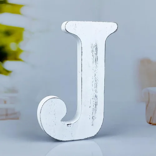 Vista 18 de Letras rústicas de madera blanca de 6 pulgadas, letras de madera sin terminar para decoración de pared, letras blancas retro de pie, decoración