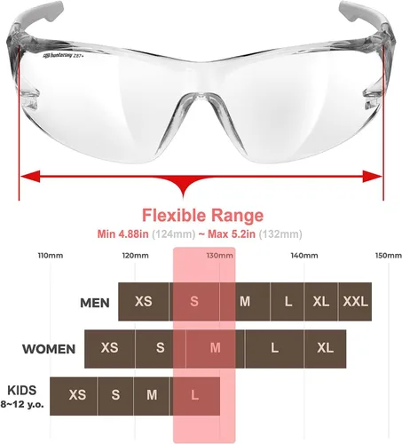 Vista 4 de HTS HUNTERSKY ANSI Z87.1 Gafas de seguridad antivaho envolventes transparentes, gafas de laboratorio para pickleball y química con resistencia a