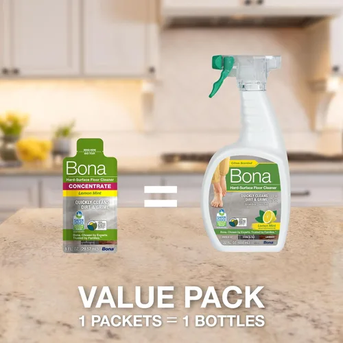 Vista 7 de Bona® Spray limpiador de pisos multisuperficie, 32 onzas líquidas, menta limón, incluye botella llena + recambio de concentrado para limpieza