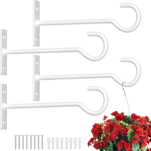 Vista 27 de Ganchos para plantas, paquete de 2 soportes de metal para colgar plantas de 6 pulgadas, gancho decorativo para comederos de pájaros, macetas, Negro