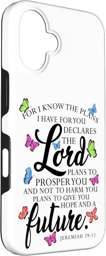 Vista 3 de iPhone 16 Christian Faith Jeremiah 29 11 Inspiring Butterfly Art Women Case