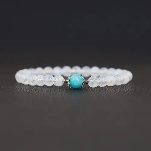 Vista 4 de COAI Pulsera de piedra lunar de amazonita para mujer