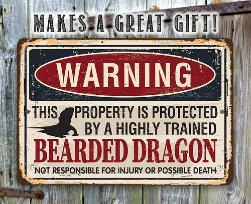 Vista 5 de Bearded Dragon Metal Sign (12x18 Protected By Bearded Dragon)