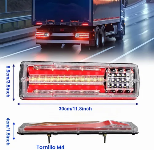 Vista 6 de Ourbest Luces traseras para camión, remolque, RV, reversa, trasera, parada, luz de freno de señal de giro de 11 pulgadas para caravanas