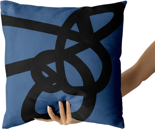 Vista 2 de Kawani Juego de 2 fundas de almohada azules de 18 x 18 pulgadas, diseño abstracto de graffiti moderno, fundas de almohada decorativas, fundas