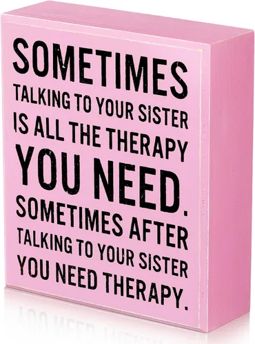 Vista 9 de Jetec Funny Sister Gifts Sometimes Talking to Your Sister Is All the Therapy You Need - Letrero de madera de 5.9 x 5.1 pulgadas, placas divertidas