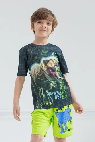 Vista 2 de Jurassic World Jurassic Park T-Rex - Conjunto de camiseta y pantalones cortos para niños pequeños a niños grandes