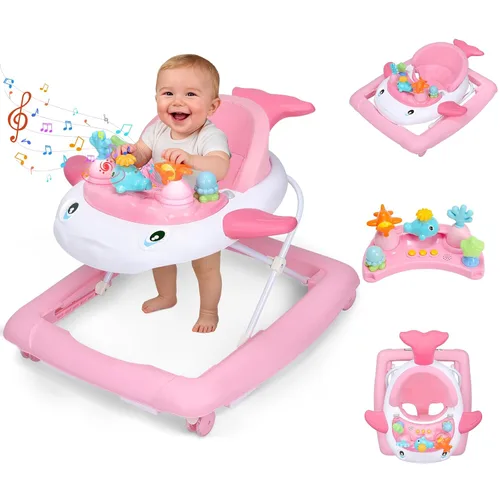Vista 9 de Andador de bebé con ruedas, música y luces plegable Baby Walker Azul